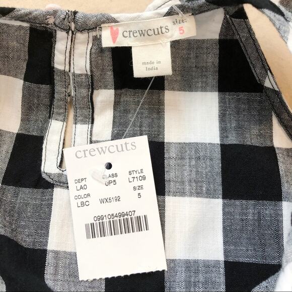 NWT J. Crew Crewcuts Black and White Gingham Top Size 5 - Picture 5 of 5